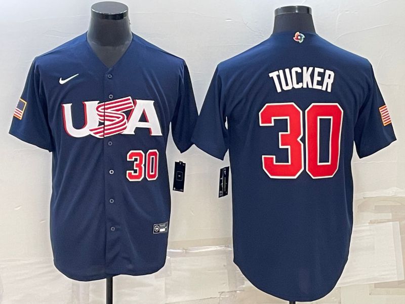 Men 2023 World Cub USA #30 Tucker Blue Nike MLB Jersey